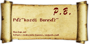 Pákozdi Bennó névjegykártya